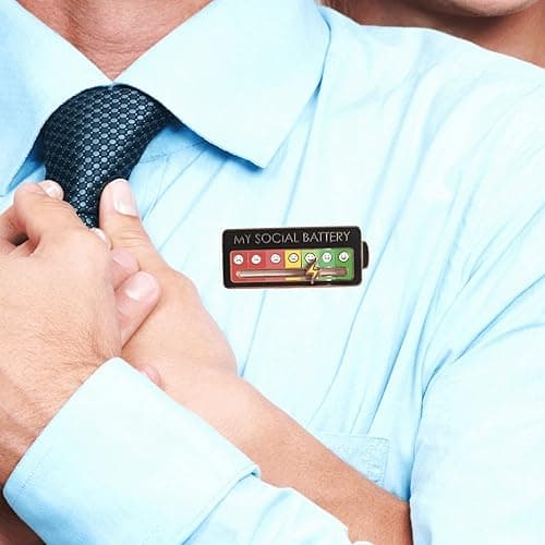 Battery mood found - My Battery mood Creative Lapel Pin, Fun Enamel Emotional Pin 14 Days A Week - White+Black thumbnail 5