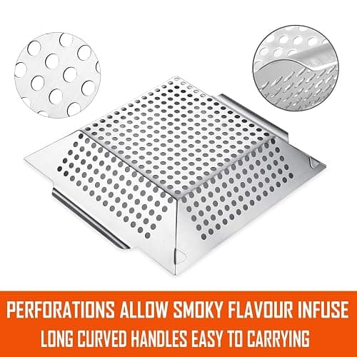 3 Pack Grill Baskets for Outdoor Grill, Heavy Duty Stainless Steel Vegetable Grill Basket, Grilling Basket for Veggies, Grilling Accessories for All Grills & Smokers - Grilling Gifts for Men thumbnail 5