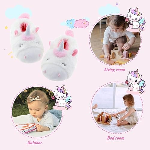 LA PLAGE Girls Unicorn Slippers for Toddler Kid Comfortable Wave-like Cozy Soft House Slippers for Toddler Girl thumbnail 5