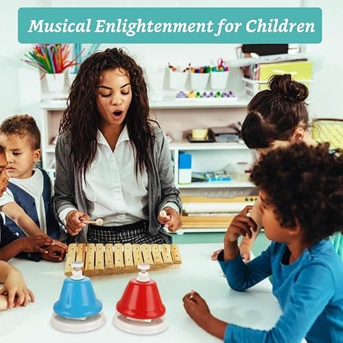 MUXHEL 8 Pcs Rainbow Desk Bells, 8 Notes Diatonic Metal Musical Bells, Musical Bells Musical Learning for Musical Teaching Church thumbnail 2