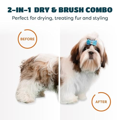 2-in-1 Dog Dryer with Slicker Brush for Small Dogs and Cats, Pet Hair Dryer, Dog Blow Dryer for Grooming with 300 Watts, 75-85 dB, Adjustable Temperature, Overheat Protection thumbnail 6