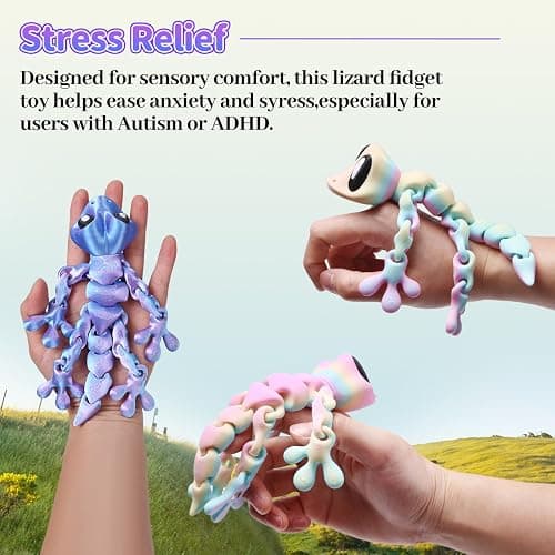 Yaozyety 3D Printed Articulated Lizard, Flexible Dynamic Animals Toys, Full Articulated Toy with Magnets, Adults Fidget Toys for Autism ADHD, Home Office Decor, Festival Gifts (Colorful) thumbnail 4