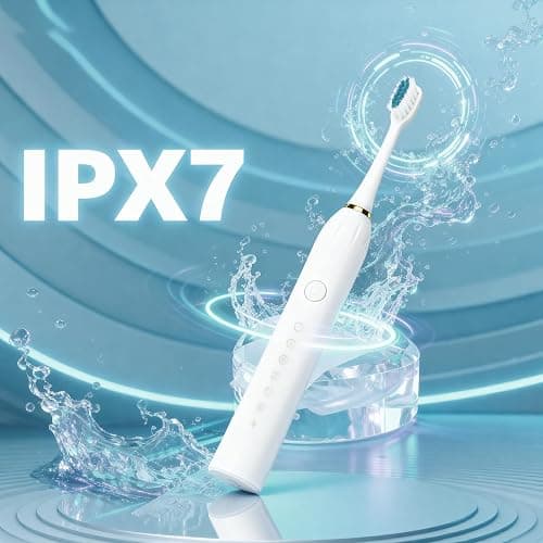 6 Pack Adult Electric Toothbrush Rechargeable Sonic Electric Toothbrush with 4 Brush Heads 6 Modes Timer Function IPX7 Waterproof 3 Colors Available thumbnail 7