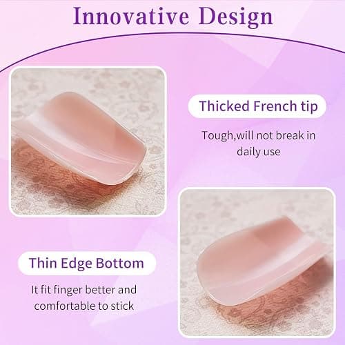 Lifextol 240pc French Tip Press on Nails Short Fake Nails & Adhesive Tab, False Acrylic Nail Press on Nails Square Nail Tips Artificial Glue on Nails Press ons Stick on Fingernail thumbnail 3