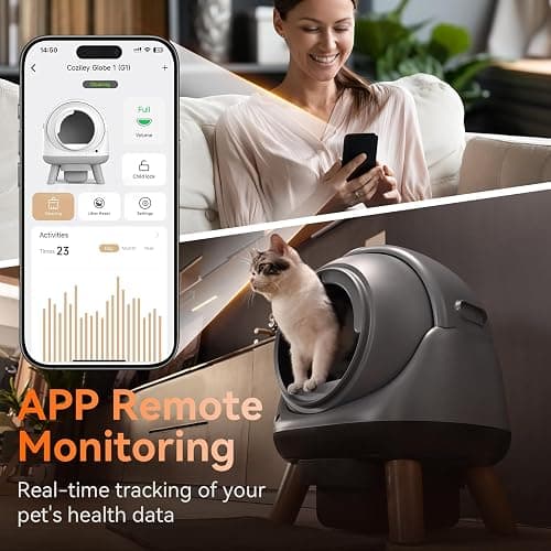 Self Cleaning Litter Box for Multiple Cats, G1 Automatic Cat Litter Box, Self-Cleaning Robot with Smart APP Control and Health Monitoring, Includes 2 Roll Trash Bag and Litter Mat, Grey thumbnail 3