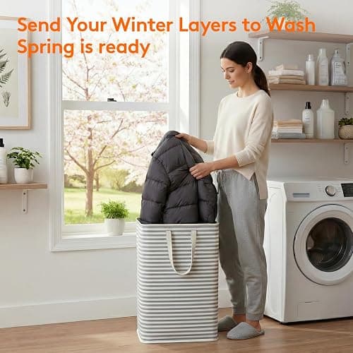 Lifewit 2 Pack Laundry Hamper Large Collapsible Laundry Baskets, Freestanding Waterproof Clothes Hamper with Easy Carry Handles in Laundry Room Bedroom Bathroom College Dorm, Grey, 2 x 80L thumbnail 4