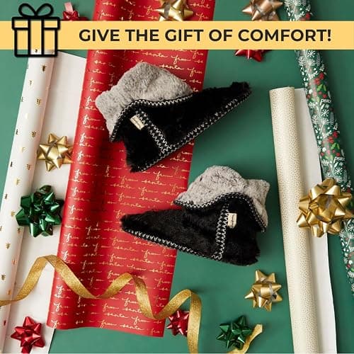 Dearfoams womens Fuzzy Memory Foam Beth Bedroom Bootie Slipper Sock With Grippers thumbnail 6