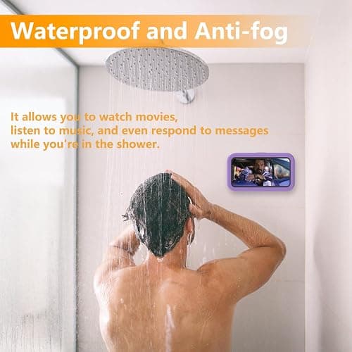 SZSUYAD Waterproof Shower Phone Holder,360° Rotation Shower Phone Case, Angle Adjustable, Anti-Fog High Sensitivity,for Bathroom,Batheub, Kitchen Wall,Compatible with 4" - 6.8" Cell Phones thumbnail 2
