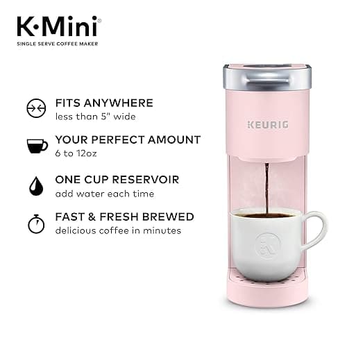 Keurig K-Mini Single Serve K-Cup Pod Coffee Maker, 6 to 12oz Brew size, with Cord Storage, Perfect for Small Spaces, Dusty Rose thumbnail 4