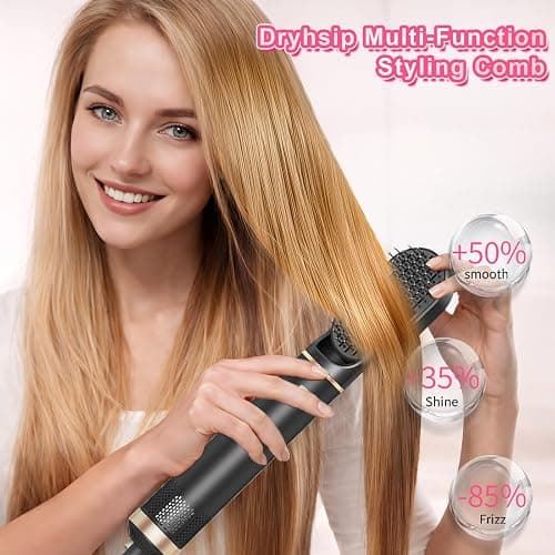 Dryhsip Warmluftbürste, 5 in 1 Hairstyler, Föhnbürste mit haartrockner für Frauen, Airstyler mit Föhn, Glätten,Lockenstab Automatisch, Haarglätter, Rundbürstenföhn, Eurostecker Styler (Classic Black) thumbnail 5