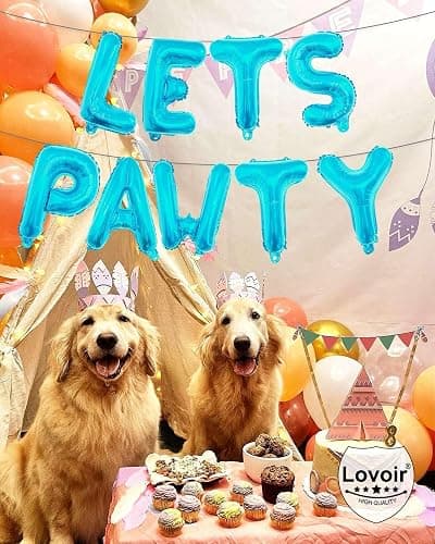 9 Pcs Lets Pawty Balloons Banner 16 Inch, Dog Cat Pet Birthday Letters Sign Lets Pawty Balloons Happy Birthday Banner for Pet Dog Cat Party Supplies Decorations (Pastel Blue) thumbnail 4