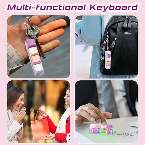 HOMQYTE Keyboard Fidget Toys Adults Fidget Keyboard Clicker with LED Light Keychain Sensory Toys for Anxiety Stress Relief (Macaron1, 4 in 1) thumbnail 6