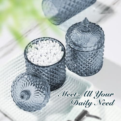 RYTOXILO Blue Bathroom Accessories Set, 4 Pack Light Blue Bathroom Decor Accessory Sets Complete, Diamond Glass Soap Dispenser and Toothbrush Holder Set for Bath Counter Organizer Essentials thumbnail 4