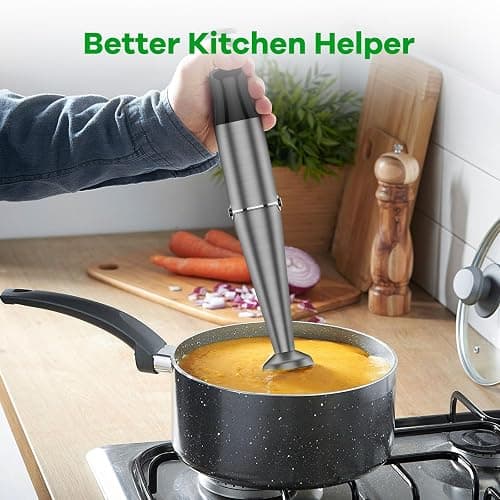 Immersion Blender Handheld Corded Hand Blenders Set 1100W, Trigger Variable Speed 5 in 1 Stick Emulsifier with Chopper, Whisk and Frother for Soup, Baby Food and Smoothies thumbnail 7