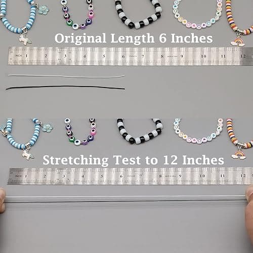 Stretchy String for Bracelets, 4 Rolls 1 mm Sturdy Elastic String Elastic Cord for Jewelry Making, Necklaces, Beading (2 Black+ 2 White) thumbnail 5