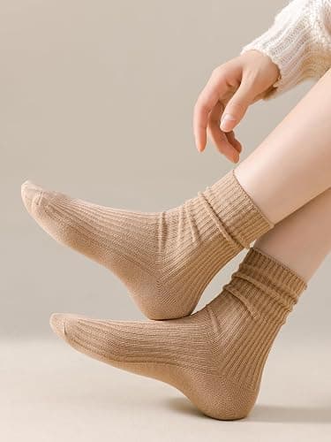 DOKUTOKU Womens Crew Socks Size 7-9 Cotton Cute Long Fall Workout Casual Socks 6 Pack thumbnail 2