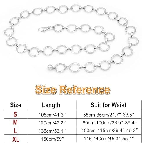 HIQUACC Women's Chain Belt Metal Waist Belt Chunky Belly Link Belt thumbnail 5