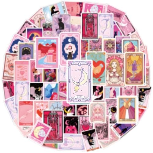 110PCS Pink Tarot Myth Magic Stickers Astrology Decals Divination Waterproof Vinyl Water Botter Laptop Decorations DIY Fortune for Skateboard Cute Kawaii Stickers thumbnail 6