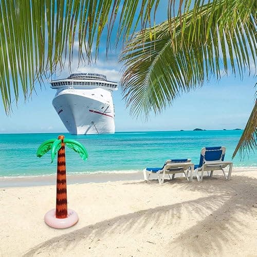 Inflatable Palm Tree Decoration, 2 Pack Jumbo Coconut Trees Beach Backdrop Favor Tropical Blow Up Hawaiian Summer Party Decor for Hawaiian Luau Party Decoration thumbnail 2
