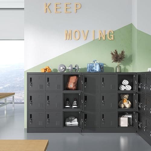 VIYET Employee Storage Locker,9 Door Storage Locker,Metal Locker for Employees Office Steel Gym Lockers with Card Slot,Office Storage Lockers for Home,School(Black) thumbnail 6