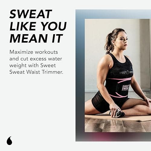 Sports Research® Sweet Sweat Waist Trimmer - Premium Sweat Enhancing Fitness Belt for Women & Men - 5 Adjustable Sizes - Small - Black/Pink thumbnail 4