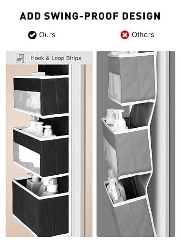 Yecaye 6-Tier Over The Door Storage Organizer, Flexible 1 Split into 2 Swing-Proof Hanging Bathroom Organizer, Bedroom Organizers and Storage for Newborn Baby Essentials, Black thumbnail 4