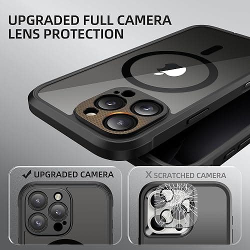 BERFY for iPhone 16 Pro Case, Compatible with MagSafe, Built-in Privacy Screen Protector and Camera Protection, Anti-Spy Full Body Shockproof Clear Phone Case for 16 Pro 6.3", Black thumbnail 5
