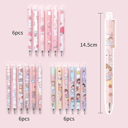 18 Pieces Cute Cartoon Click Gel Pens, Kawaii Pens, Cute Ballpoint Pens, Cartoon Gel Pens, Cute Ballpoint Pens, Funny Gel Pens thumbnail 2
