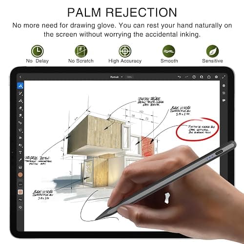 Pen for iPad 2018-2025, HATOKU 15 Mins Fast Charging Pencil 1st Gen with Tilt & Palm Rejection Compatible with iPad Air 3/4/5/M2/M3, iPad mini 5/6/7, iPad 6/7/8/9/10/11, iPad Pro 11/12.9"/M4 M5(Black) thumbnail 5