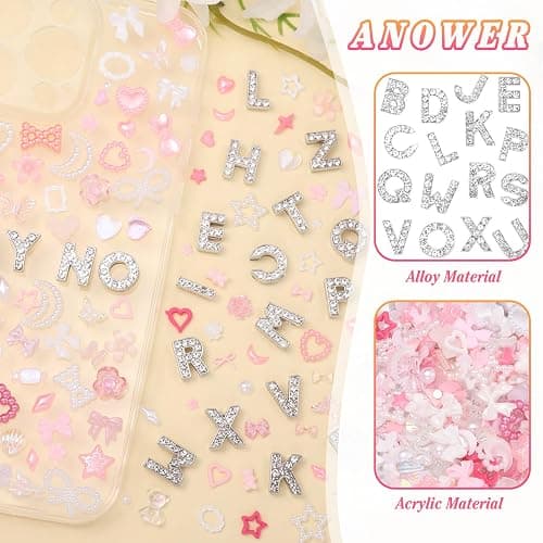 Anower 330 Pcs Junk Phone Case Charms, 26 Pcs A-Z Alphabet Letter Charms thumbnail 6