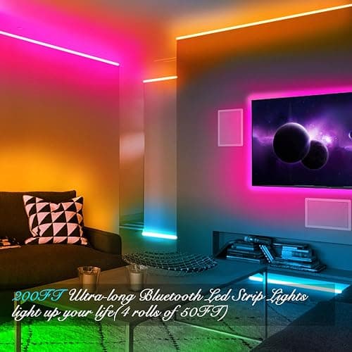 DAYBETTER Led Strip Lights Smart with App Control Remote, 5050 RGB for Bedroom, Music Sync Color Changing for Room Party 200 ft (4 Rolls of 50 ft) thumbnail 2