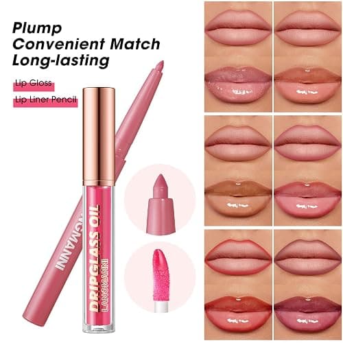 BestLand 12pcs Hydrating Lip Oils + Lip Liner Pencil Lip Combo Sets, 24H Long-Lasting Lip Kit with Lip Liner and Gloss, Nourishing, Non-Sticky Tinted Stain Lip Gloss Plumping Lip Oil Set for Women thumbnail 4
