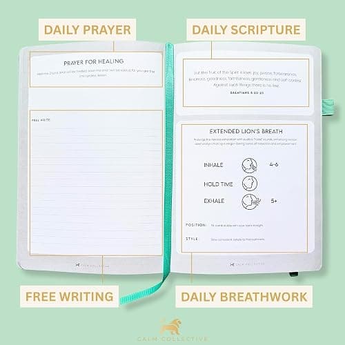 Calm Collective Breathwork & Prayer Journal for Women & Men, 50 Days of Stress Relief & Meditation, Holotropic Breathing Techniques, Reflection, Bible Study Supplies, Christian Gifts, Religious Gift thumbnail 4