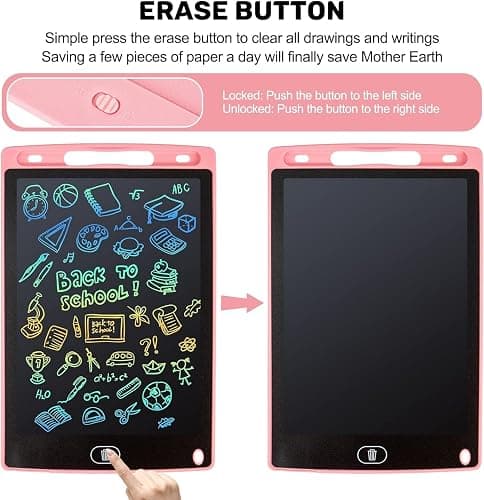 LCD Writing Tablet, 2 Packs Drawing Pads for Kids 3 4 5 6 Years Old 8.5 Inch Colorful Lines Doodle Scribble Boards Educational Toys for Boys Girls Road Trip EssentialsTravel Game Toys,Pink+Blue thumbnail 4