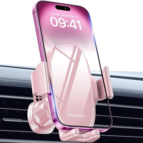 Miracase Phone Holder for Car Air Vent, Stability via Clip & Metal Hook Car Phone Holder Mount, 360°Cell Phone Holder Car Mount Fits iPhone 17 16 15 Pro Max 14 Samsung and All Phones - Image 1