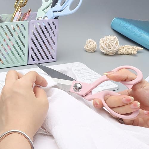 Pink Fabric Scissors 8 Inch Candy Colored Sewing Shears Premium Craft Tailor Heavy Duty Stainless Steel Professional Dressmaker Home Office Metallic Scissors for Women thumbnail 2