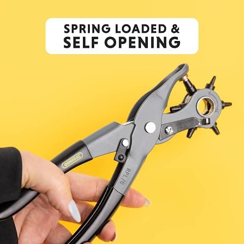 General Tools Leather Hole Punch Tool - 6 Multi-Hole Sizes for Leather, Rubber, & Plastic - Hobbies & Crafts 8.5 inches thumbnail 5