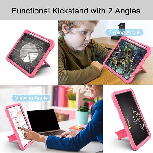 Azzsy Case for iPad (A16) 11th Generation 11 Inch 2025 / iPad 10th Generation 10.9 Inch 2022, [Built-in Pencil Holder] Heavy Duty Shockproof Rugged Protective Case, Pink thumbnail 3