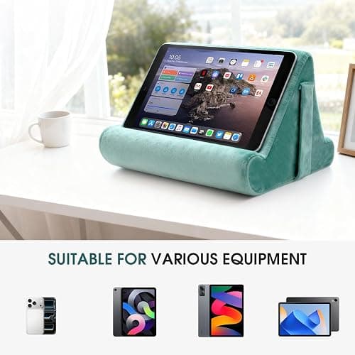 Sttargxing Multi-Angle Tablet Stand with Soft Pad Cushion and Net Pocket - Universal Phone and Pad Holder for Lap, Knee, Sofa and Bed (Light Blue) thumbnail 4