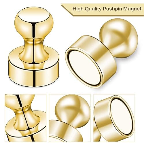 LOVIMAG Fridge Magnets 20Pcs Refrigerator Whiteboard Small Strong Magnet Classroom Kitchen Accessories Decorative Locker Set Decor Must Haves Office Calendar Refrigerador Magnetic Cute Crafts Gold thumbnail 3