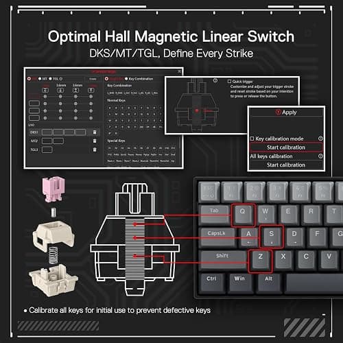 Redragon K617 Magnetic Switch Rapid Trigger Gaming Keyboard, 60% Wired Mechanical Keyboard w/ 8k Hz Polling Rate(0.1ms), Hyper-Fast 0.2mm Actuation Custom Switch Adjustable via Software, Misty Grey thumbnail 6
