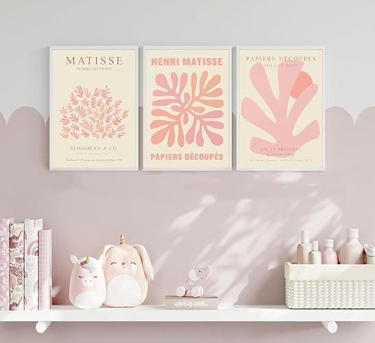 libitea 3 pcs Pink Coral Canvas Wall Art Abstract Minimalist Light Pink Preppy Wall Decor Pink Flower Market Poster Printing Artwork for Girls Room Dorm Bedroom Living Room Home Decoration thumbnail 3