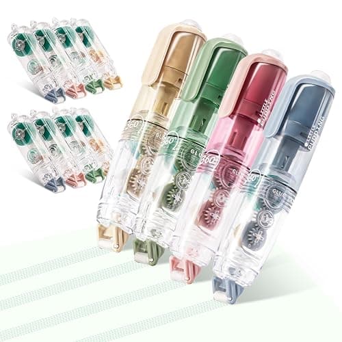 4 Pcs Double Sided Tape Roller with 8 Refills, Retractable Glue Tape Roller, Adhesive Tape Dispenser Runner for Scrapbooking and Crafts, Arts Projects,Gift Wrapping, Photo-Safe - Image 1