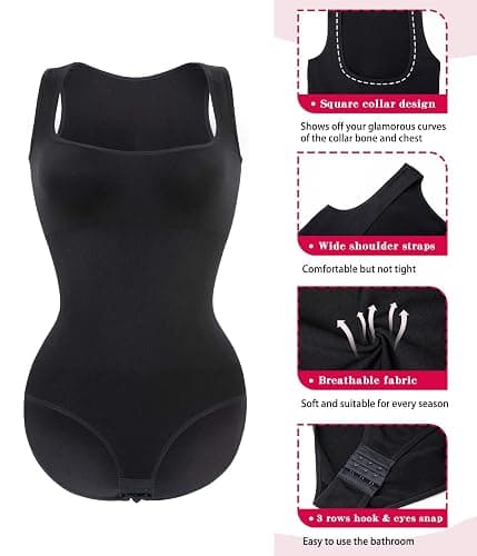 Junlan Shapewear Bodysuit for Women Tummy Control Full Body Shaper Seamless Shaping Leotard Tank Tops thumbnail 3
