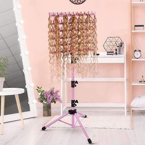Klvied Braiding Hair Rack Standing 144 Pegs, Heavy Duty Hair Racks for Braiders Standing, Hair Divider Rack for Braiding Hair Separator, Braiding Rack with Carrying Bag and Hair Braiding Tools, Pink - Pink thumbnail 9