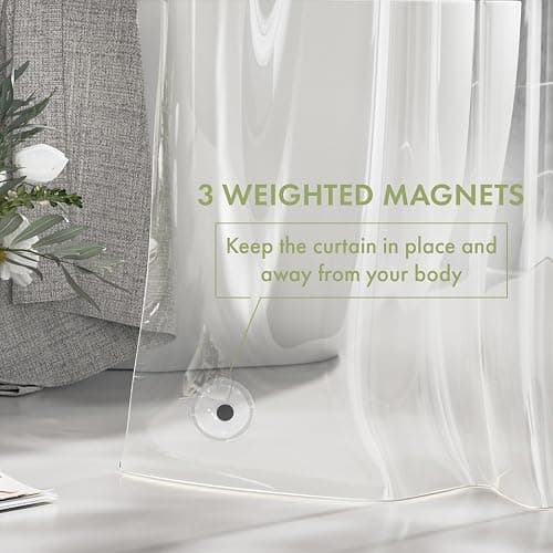 AmazerBath Shower Curtain Liner, 72x72 Clear Shower Curtain Liner, Waterproof Plastic Shower Liner, Cute Lightweight PEVA Shower Curtain for Bathroom with 3 Magnets and 12 Rustproof Metal Grommets thumbnail 4
