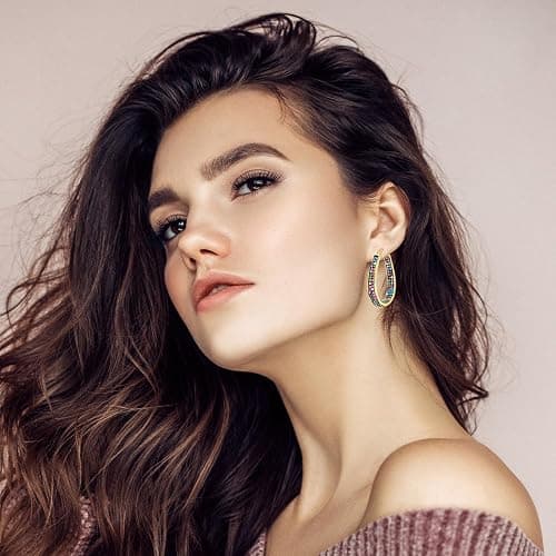 Crystal Hoop Earrings - Silver Plated Inside Out Oval Shape Hoop Earrings for Women, 1.2 Inch - Gold Plated MIX thumbnail 4
