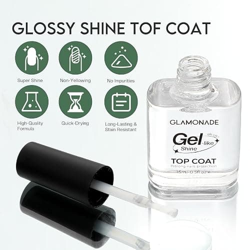 Top Coat Nail Polish Clear: Quick Dry Nail Polish No Chip High Shine Long Lasting Glossy Fast Air Dry Top Coat for Nail Art Manicure Salon Quality thumbnail 8