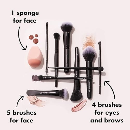e.l.f. Ten Out Of Ten Brush Set, 10 Piece Brush Kit, Brushes For Face Makeup, Eyes, Brows & More, Made With Synthetic Bristles, Vegan & Cruelty-Free thumbnail 2