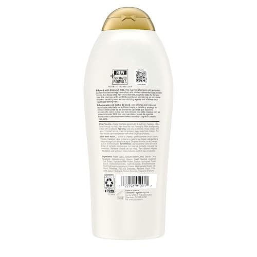 OGX Nourishing + Coconut Milk Shampoo, Hydrating & Restoring Shampoo Moisturizes for Soft Hair After the First Use, Paraben-Free, Sulfate-Free Surfactants, 25.4 fl. oz thumbnail 7